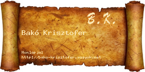 Bakó Krisztofer névjegykártya